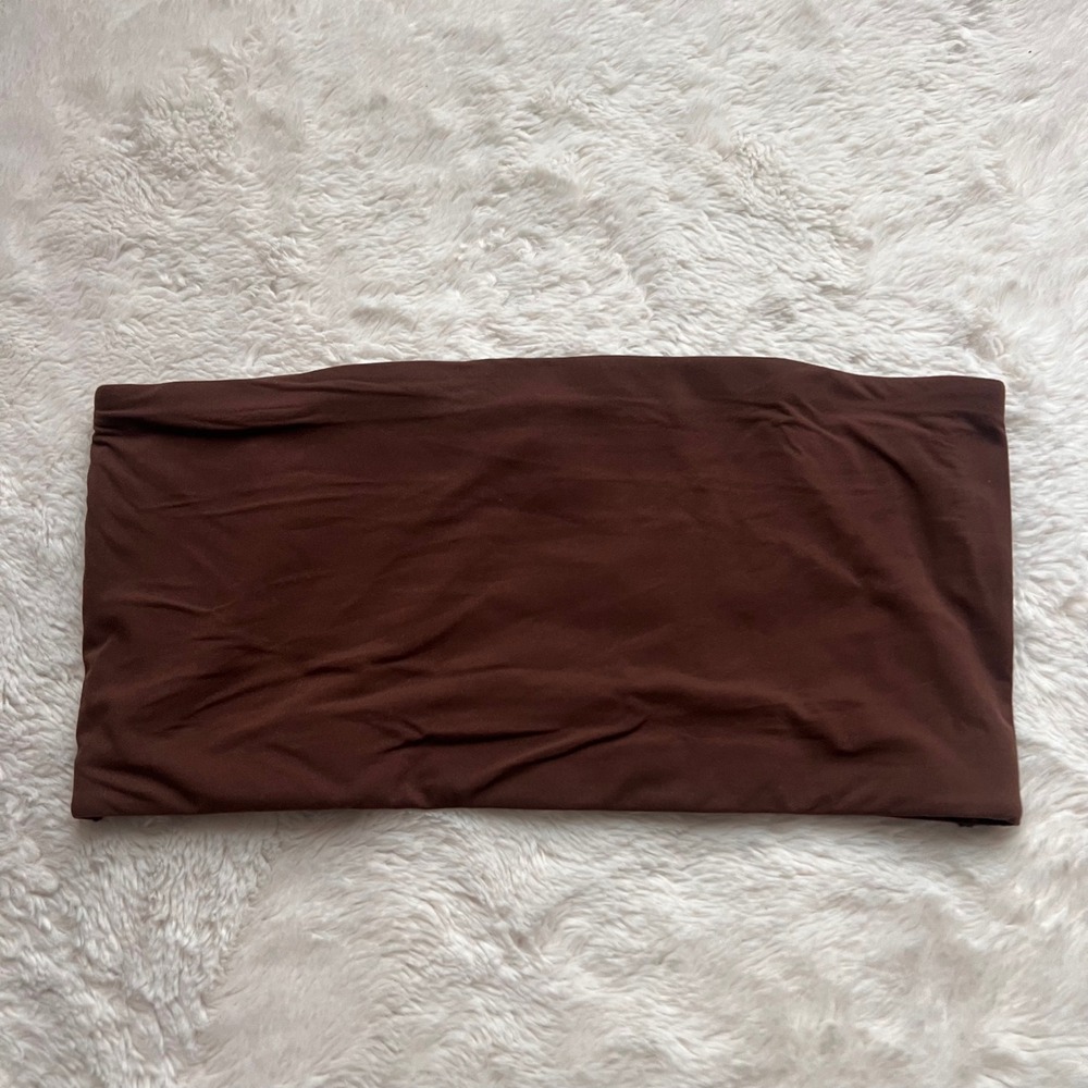SKIMS Fits Everybody Bandeau Bra Cocoa Brown Strapless Top Small RN 158973 NWOT